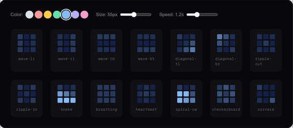 Демо 14 паттернов спиннеров